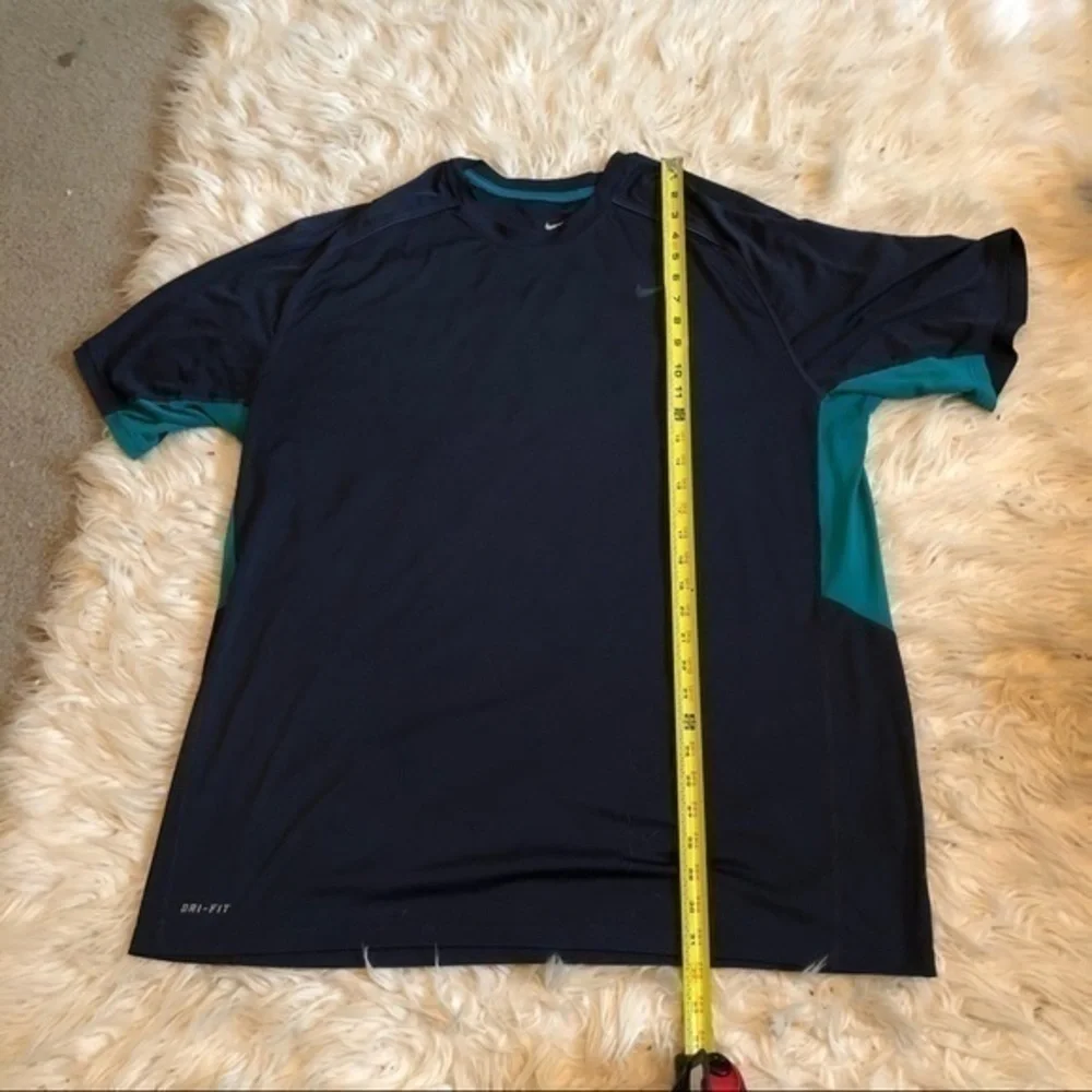 Nike Navy blue and green trim dri fit shirt sz xxl